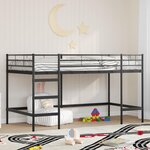 vidaXL Lit mezzanine pour enfants Noir 99 5 x 200 cm Acier