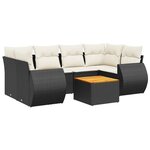 vidaXL Salon de jardin 7 Pièces avec coussins noir résine tressée