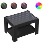 vidaXL Table basse avec LED noir 73x53x45 cm bois d'ingénierie