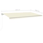 vidaXL Auvent manuel rétractable avec poteaux 6x3 5 m Crème