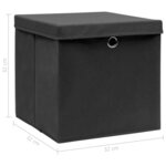 vidaXL Boîtes de rangement avec couvercle 10 Pièces Noir 32x32x32cm Tissu