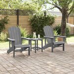 vidaXL Chaise de jardin 3 Pièces Gris clair Polyéthylène