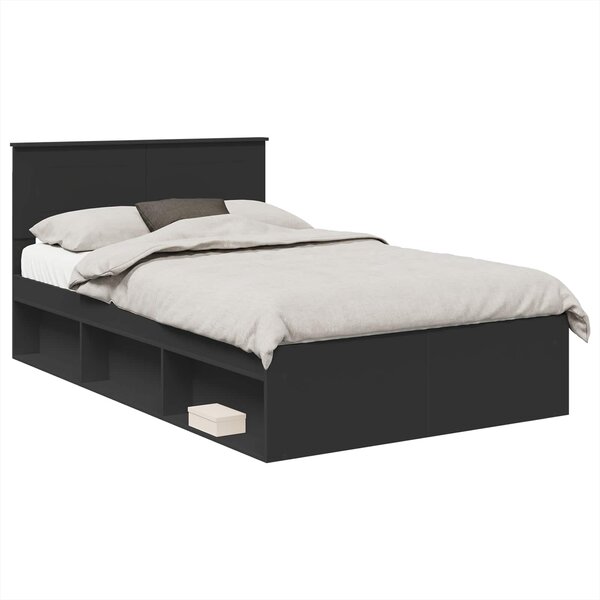 vidaXL Cadre de lit Noir 135 x 190 cm Bois d'ingénierie