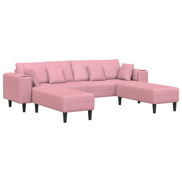 vidaXL Canapé en velours avec coussin avec oreiller 3 Pièces Rose 208 cm Velours