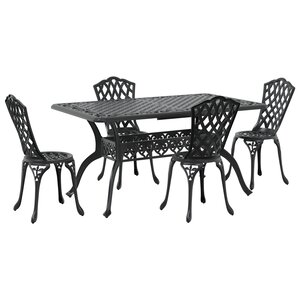 vidaXL Ensemble de salle à manger de jardin 5 pièces en aluminium coulé noir