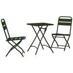 Set de bistrot pliant 3 pièces vert foncé en acier