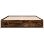 vidaXL Cadre de lit chêne fumé 135x190 cm bois d'ingénierie et métal