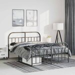 vidaXL Cadre de lit métal sans matelas avec pied de lit noir 150x200cm