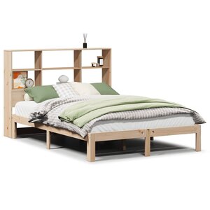 vidaXL Lit bibliothèque sans matelas 140x190 cm bois de pin massif