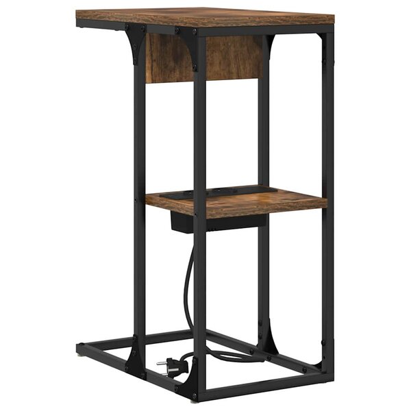 vidaXL Table de chevet Chêne fumé 41.5 x 26 x 60.5 cm