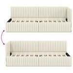 vidaXL Cadre de lit d'angle avec tête de lit Crème 80 x 200 cm Velours