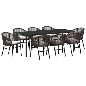 vidaXL Ensemble de salle à manger pour jardin 9 Pièces Marron