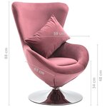 vidaXL Fauteuil pivotant en forme d'œuf avec coussin Rose Velours