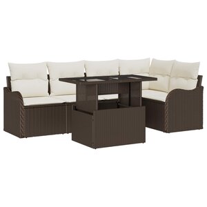 vidaXL Ensemble de canapé de jardin 6 Pièces Marron Poly Rattan