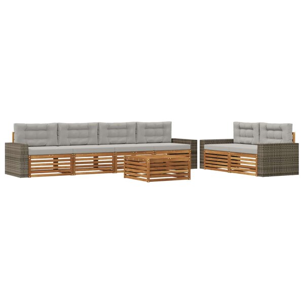 vidaXL Ensemble de canapés d'extérieur 7 pc Naturel et gris clair
