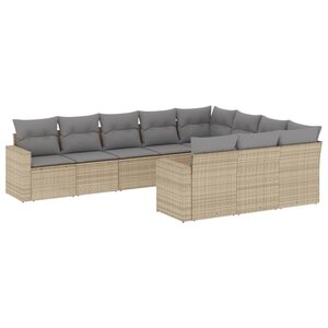 vidaXL Salon de jardin avec coussins 10 Pièces beige résine tressée
