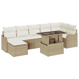vidaXL Ensemble de canapé de jardin 8 Pièces Beige Poly rotin