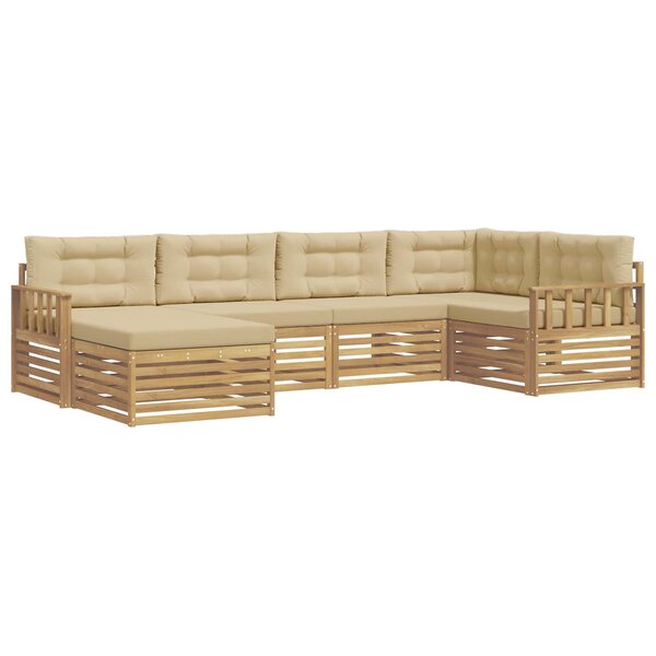 vidaXL Ensemble de canapés d'extérieur 6 pc Blanc et Beige Polyester