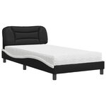 vidaXL Lit avec matelas noir et blanc 100x200 cm similicuir