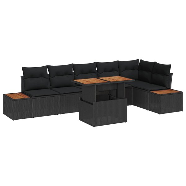 vidaXL Ensemble de salle à manger pour jardin 7 Pièces Noir et Marron