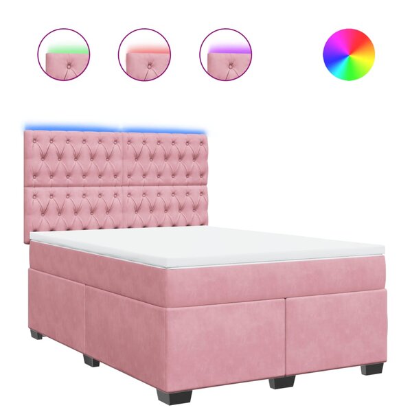vidaXL Sommier à lattes de lit avec matelas Rose 160x200 cm Velours