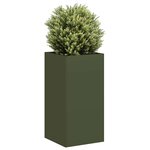 vidaXL Jardinière vert olive 40x40x80 cm acier laminé à froid