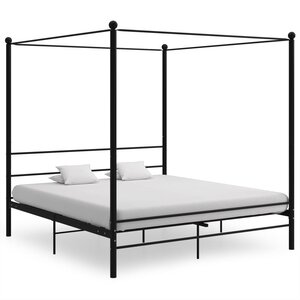 vidaXL Cadre de lit à baldaquin sans matelas noir métal 180x200 cm