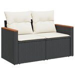 vidaXL Salon de jardin 7 Pièces avec coussins noir résine tressée