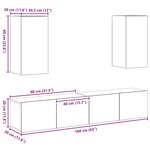 vidaXL Ensemble meuble TV 4 Pièces Bois ancien 160 x 30 x 30 cm