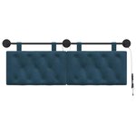 vidaXL Tête de lit suspendue Avec lumière LED Bleu Velours
