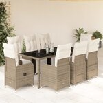 vidaXL Ensemble de bistro de jardin 9 Pièces coussins marron poly rotin
