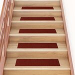 vidaXL Tapis d'escalier autocollants 30 pièces 76 x 20 cm Rouge bordeaux Rectangulaire