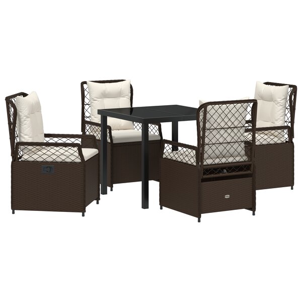 vidaXL Ensemble de jardin 5 pièces en poly rotin Marron
