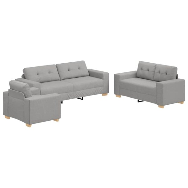 vidaXL Ensemble de Canapés avec coussin avec oreiller 3 Pièces Gris tissu
