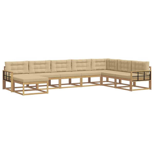 vidaXL Ensemble de canapés d'extérieur 8 Pièces Blanc et Beige