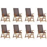 vidaXL Chaises de jardin confortables avec coussins - Set de 8 en teck massif