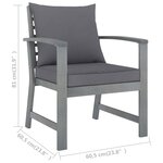 vidaXL Chaises de jardin lot de 2 avec coussins gris foncé Bois acacia