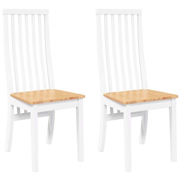vidaXL Chaises à manger 2 Pièces blanc bois massif caoutchouc