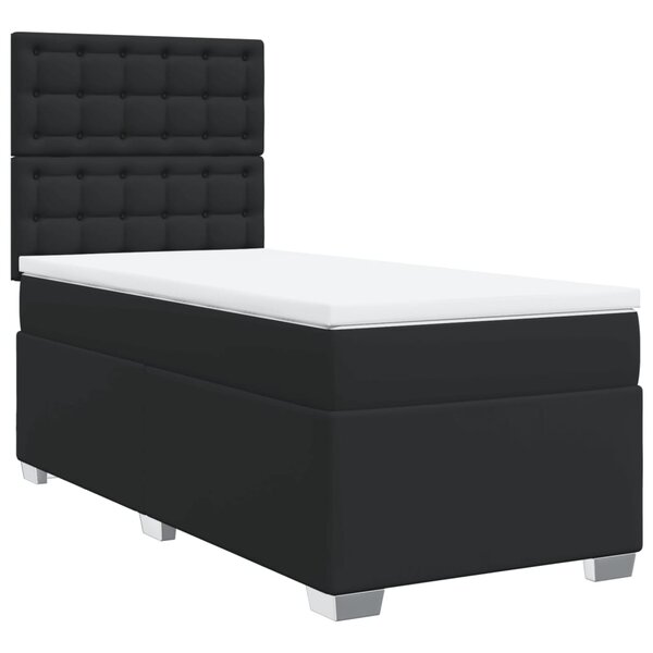 vidaXL Sommier à lattes de lit avec matelas Noir 80x200cm Similicuir