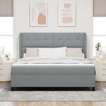 vidaXL Lit à ressorts avec matelas Gris clair 180 x 200 cm tissu