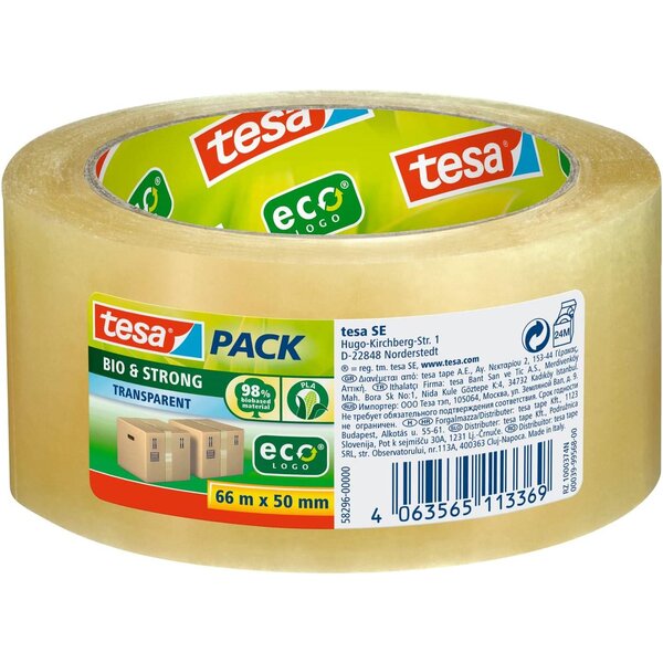 pack Ruban adhésif d'emballage BIO & STRONG 50mm x 66m x 6 TESA