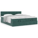 vidaXL Cadre de lit ottoman avec matelas vert foncé 200x200 cm velours