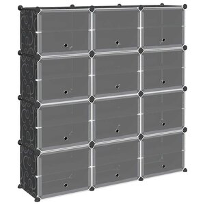 vidaXL Cubes de rangement 12 Pièces avec portes noir PP