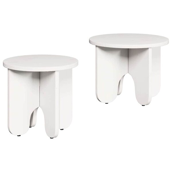 vidaXL Table basse 2 Pièces Blanc Bois de pin massif
