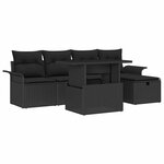vidaXL Ensemble de canapé de jardin avec coussin 6 Pièces Noir Poly rotin