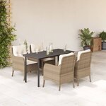 vidaXL Ensemble à manger de jardin avec coussins 5Pièces Beige poly rotin