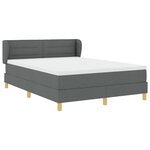vidaXL Lit à ressorts avec matelas Gris foncé 140 x 190 cm tissu