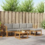 vidaXL Ensemble de canapés d'extérieur 6 pc Gris Naturel et Clair
