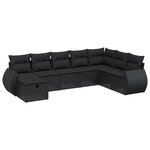 vidaXL Salon de jardin 8 Pièces avec coussins noir résine tressée