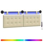 vidaXL Tête de lit suspendue Avec lumière LED Crème Simili cuir